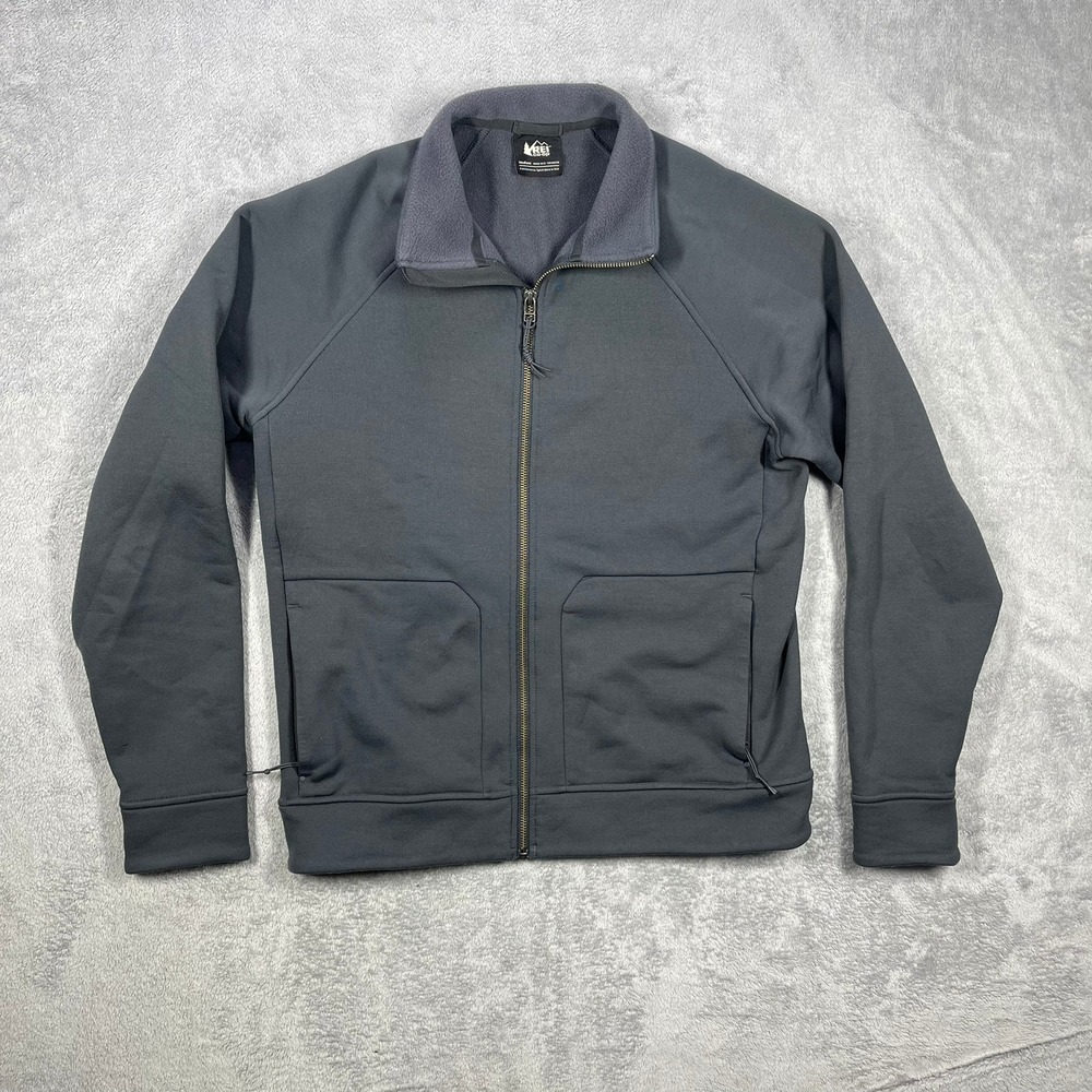 REI Co-op Polartec Full Zip Jacket Mens Medium Gray Fleece Outdoor Layer